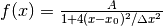 f(x) = \frac{A}{1 + 4 (x - x_0)^2 / \Delta x^2}