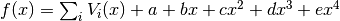 f(x) = \sum_i V_i(x) + a + b x + c x^2 + d x^3 + e x^4